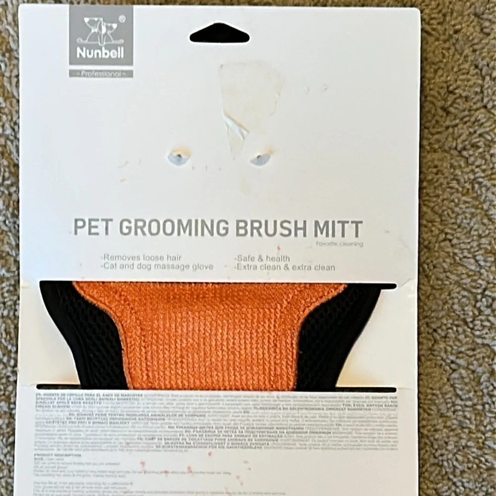 nunbell Pet Grooming Brush Mitt Gloves - Red - BRAND NEW